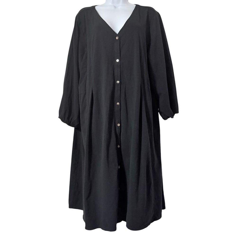 J. Jill Plus Button Front Long Sleeve Knee Length Dress Sz 2X Minimalist Casual